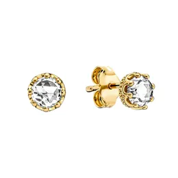 Brincos de coroa com coroa brilhante masculinos para Pandora Real Sterling Prata Amarelo Gold Fashion Jewelry Jewelry CZ Diamond Brincho