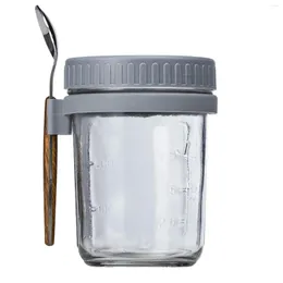 Storage Bottles Overnight Oats Glass Jars 10 Oz Large Capacity With Measurement Marks Portable Airtight Wide Mouth Mason