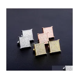 Brincos de jóias de cobre Stud Stud Stud Crystal Stone cubic Zirconia Cube For Men Mulheres Deliver Deld Dhgoz