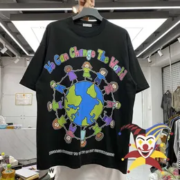 T-shirt da uomo Colorato Alfabeto Globo Stampa T Shirt Uomo Donna Possiamo cambiare il mondo T-shirt Top Tee Maniche corte T221202