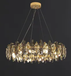 Lampadari moderni in cristallo di frassino Lampadario LED trasparente di lusso Soggiorno Sala da pranzo Camera da letto Cucina Lsland Chandelie