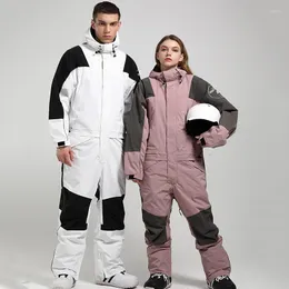 Skidjackor 2022 Vinterskiddr￤kt Kvinnor One Piece Waterproof Jumpsuit Utomhus Sports Handla Double Board Warm Snow Clothes Men