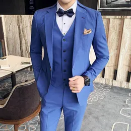 Men's Suits Blazers JacketVestPants High Quality Pure Cotton Business Suits/Male Groom's Wedding Dress Fashion Tuxedo Leisure 221201