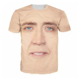 Hip Hop Sportwear Punk Casual Pontas soltas de outono Men, impressão legal, famoso ator Nicolas Cage 3D camiseta 011