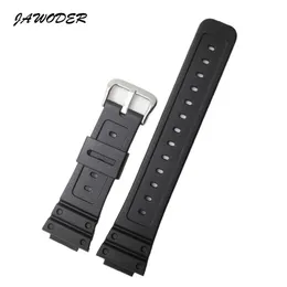 Banda de relógio JAWODER 26mm Black Rubber Band Strap para DW-5600E DW-5700 G-5600 G-5700 GM-5610 Sports Sports Straps272J