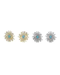 Baguette CZ Firework Evil Eye Stud Earring Pave Cubic Zirconia Turquoise Gemstone Elegance Gorgeous Lucky Women Jewelry8379578