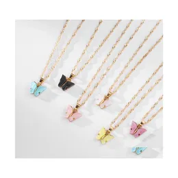 Colares pendentes Colar de pingente de borboleta fofa para mulheres Declaração de coquetel de gestão Estilo de Steet Style Korean Jewelry Gifts Drop D Dhlpy