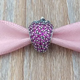 925 Sterling Silver Beads Pave Strawberry Charm passar europeisk pandora stil smycken armband halsband 791899czr annajewel