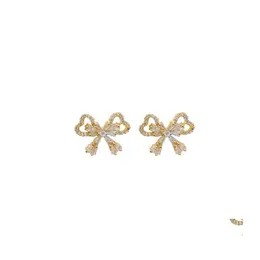 Stud Shiny Side Fashion M￤rke smycken Zirconia Butterfly Stud￶rh￤ngen f￶r kvinnor Style Crystal Earring Drop Delivery DHKCZ