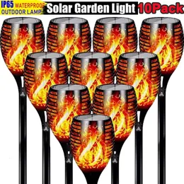 Garden Decorations 1246810pcs Solar Flame Torch Lights Flicker Light Waterproof Decoration Outdoor Lawn Path Yard Patio Lampor 221202