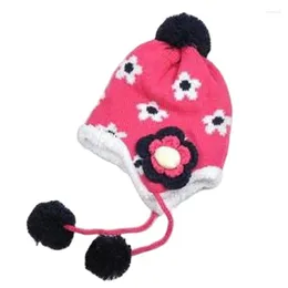 Hats Acrylic Wool Kintted Flower Children 's And Caps Winter Warm Bomber Chapeau Femme Ushanka For Baby Girls 1-5 Years
