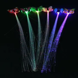 Decorazione per feste Farfalla LED Fibra ottica Si illumina Lampeggiante Capelli Flash Barrettes Clip trecce Forniture natalizie per feste