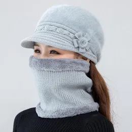 Basker hatt hals varmare toppade kvinnor kall vinter termisk medelålders vuxna mössa halsduk