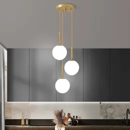 Ljuskrona moderna LED -glasbollsbelysning fixturer för hemmamatsal inomhus el lobby dekor trappor mässing hängande lampa luster 221203