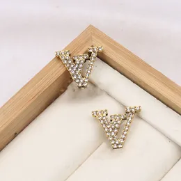 mode nageloorring vrouw ontwerper luxe oorbellen letters sieraden vrouwen goud zilver 18k diamant valentijn huwelijksgeschenken groothandel multi