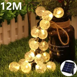 크리스마스 장식 100 LED 태양열 끈 조명 요정 야 야외 정원 웨딩 장식 램프 12m IP65 방수 화환 가구 221203