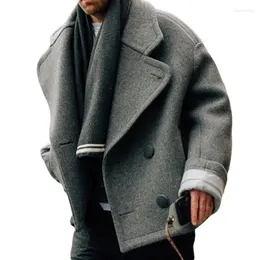 Giubbotti da uomo Autunno Inverno 2022 Streetwear Moda Uomo Corto Grande Risvolto Giacca di Lana Solido Casual Capispalla Cappotti Chamarras Para