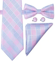 Hitie rosa azul massinho tie jacquard tecida seda laço de seda com punhos de lençol para homens de casamento lh0715 d07036807889