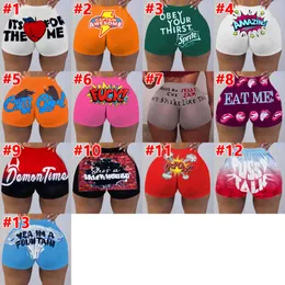 Women Sexy Yoga Pants Slim Printed Letter Cartoons Tight Shorts Summer Designer Mini Leggings Party Plus Size Casual Clothing 13 Colours