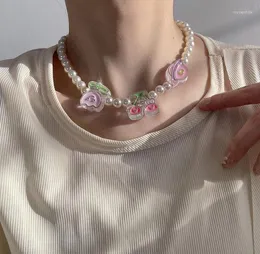 Kedjor Spring/Summer Sweet Girl Necklace Childliknande söt pärlfärg akrylblomma fruktkedjekedja