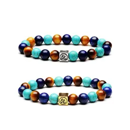 Beaded 7 Chakra Natural Stone Bracelets Bangles Sier Square Bangle Turquoise Yoga Nce Beads Buddha Prayer Bracelet Women Jewelry Dro Dhz9R