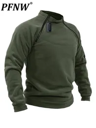 Moletons masculinos moletons pfnw stand colar colar suéter de cor sólida mola primavera outono solto externo quente respirável tática de moda casual tops 12a5332 221202
