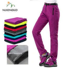 Outdoor Pants NUONEKO Winter Women's Thick Fleece Softshell Sports Trousers Hiking Trekking Ski Waterproof Women PM21 221203