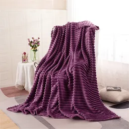 Decken Solide gestreifte Überwurfdecke Flanell-Fleece Coraline Weiche Erwachsene Dicke Bettdecke Winter Warm Stitch Fluffy Kpop Tagesdecke für Sofa 221203