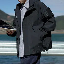 Chaquetas de hombre Gabardina de moda con capucha Protección cálida para el cuello Color puro