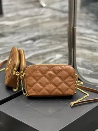 Borsa a tracolla classica in pelle di agnello Designer Borse a tracolla inclinate Borsa Borsa a mano con doppia cerniera trapuntata a diamante Tasca portamonete con cerniera Confezione busta Logo in metallo