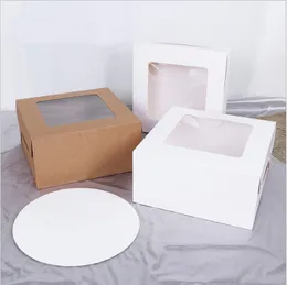 Gift Wrap 10pcs White Brown Cardboard Cake Box With Clear Window Home Party DIY Dessert Cupcake Packing Package 221202