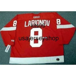 cuciture Mens Igor Larionov 2002 Ccm Away Retro Hockey Jersey Uomo Donna Gioventù