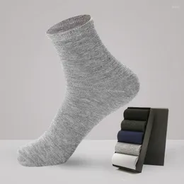 Men's Socks 5Pairs/lot Cotton Businessmen Breathable Active Man Solid Crew Male Meias Sokken For All Season EU 39-46