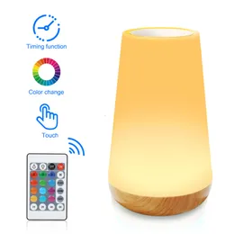 Dekorativa objekt Figurer RGB Fjärrkontrollbordslampan för sovrum 13 Färg Byte av beröring Nattbelysning Portable Bedside S USB laddningsbar natt 221203
