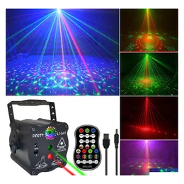 Laserbelysning Party Stage Laser Lighting USB Charge Strobe DJ Disco Light Sound Activated Remote Control Projector Lamp f￶r Home Bi Otupx