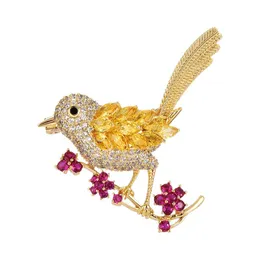 Luxury Crystal Zirconia Lucky Bird Brooch For Women Or Men Retro Vintage Punk Wholesale Price Fashion Jewelry CZ Diamond Gold Plated Animal Brooches Pin