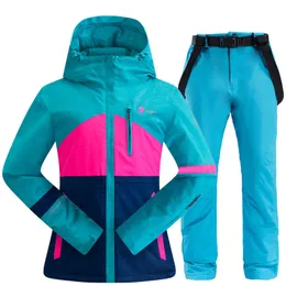 Giacche da sci Tuta da donna Inverno Outdoor Spessore Caldo Antivento Impermeabile Snowboard Pantaloni da giacca traspiranti femminili Snowsui 221203