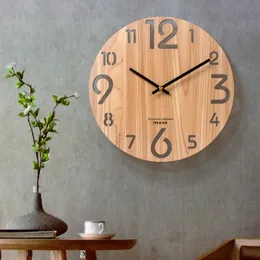 Wall Clocks Wooden 3D Modern Design Nordic Brief Living Room Decoration Kitchen Art Hollow Watch Home Decor 12 inch 221203