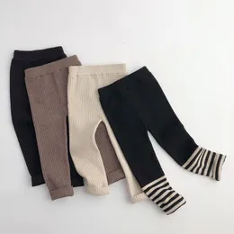 Leggings Tights Children Solid Warm Pants Baby Girl Casual Striped Boys Simple Homewear Trousers Kids Soft Render 221203