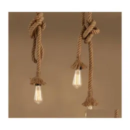 Pendant Lamps Vintage Rope Chandelier E27 Industrial Loft Led Ceiling Pendant Lamp For Interior Cafe Restaurant Bar Corridor Decorat Otfa1