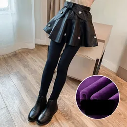 Leggings meias crianças garotas calças de saia de legging preto outono de inverno