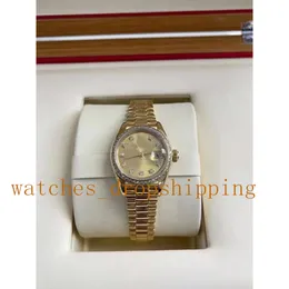 Moda Lady Watch V5 28mm Otomatik Mekanik Elmas Çerçevesi Time Paslanmaz Altın Bilezik 18K Altın 2813 Hareket Kadın Bilek saatleri