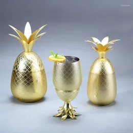 Wine Glasses Pineapple Cocktail Glass Metal Copper Cup Moscow Mule DIY Drink Home Decorations Bar Accessories Restaurant Use