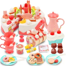 Andra leksaker 83 datorer Diy Kitchen Toy Preteny Cutting Birthday Cake Toys Decorating Party Role Play Food Playset Baby Educational Gift 221202