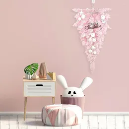 Dekorative Blumen Wandbehang Girlande Rosa Upside Künstlicher Weihnachtsbaum Swag Kranz Vorbeleuchtete Weihnachts-Haustür