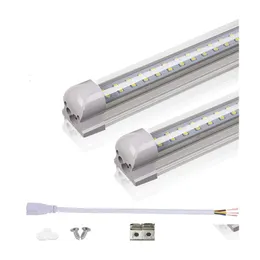 Led Tubes T8 Led Tubes 2Ft 3Ft Double Row Integrated Light Bbs 18W 28W Smd2835 Lights 85265V Fluorescent Lighting Lamps Drop Delivery Ot5Fe