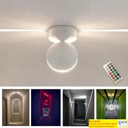 RGBダム可能なLED壁ランプ表面マウントリモートコントロール天井ライト屋内通路バルコニーベッドルームKTVホテルコリドー表面装飾