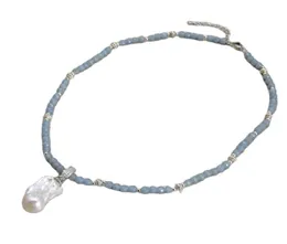 Joyería Guaiguai Natural 6 mm Blue Angelite Collar Culturado Culturado Keshi Pearl Pends para mujeres Gemas reales Stone Fashion Jewe1731763