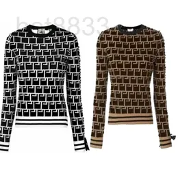 女性用セーターデザイナー2022カジュアルニットドレスコントラストカラー長袖ファッションウェアクラシックレターパターンレディトップスニットウェア9OPG