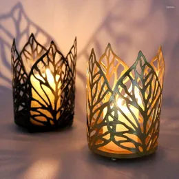 Candlers Nordic Iron Hollow Leaf Solder Home Shop Club Club de bureau Décoration Romantic Candlelight Dinner